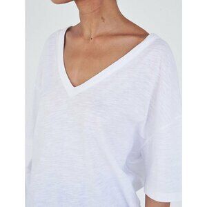 NINETY PERCENT Organic Cotton Slub Jersey V-Neck T-Shirt Size L $188